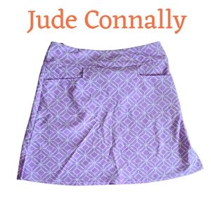Jude Connally Light Purple & White Geometric Pattern A-line Skort